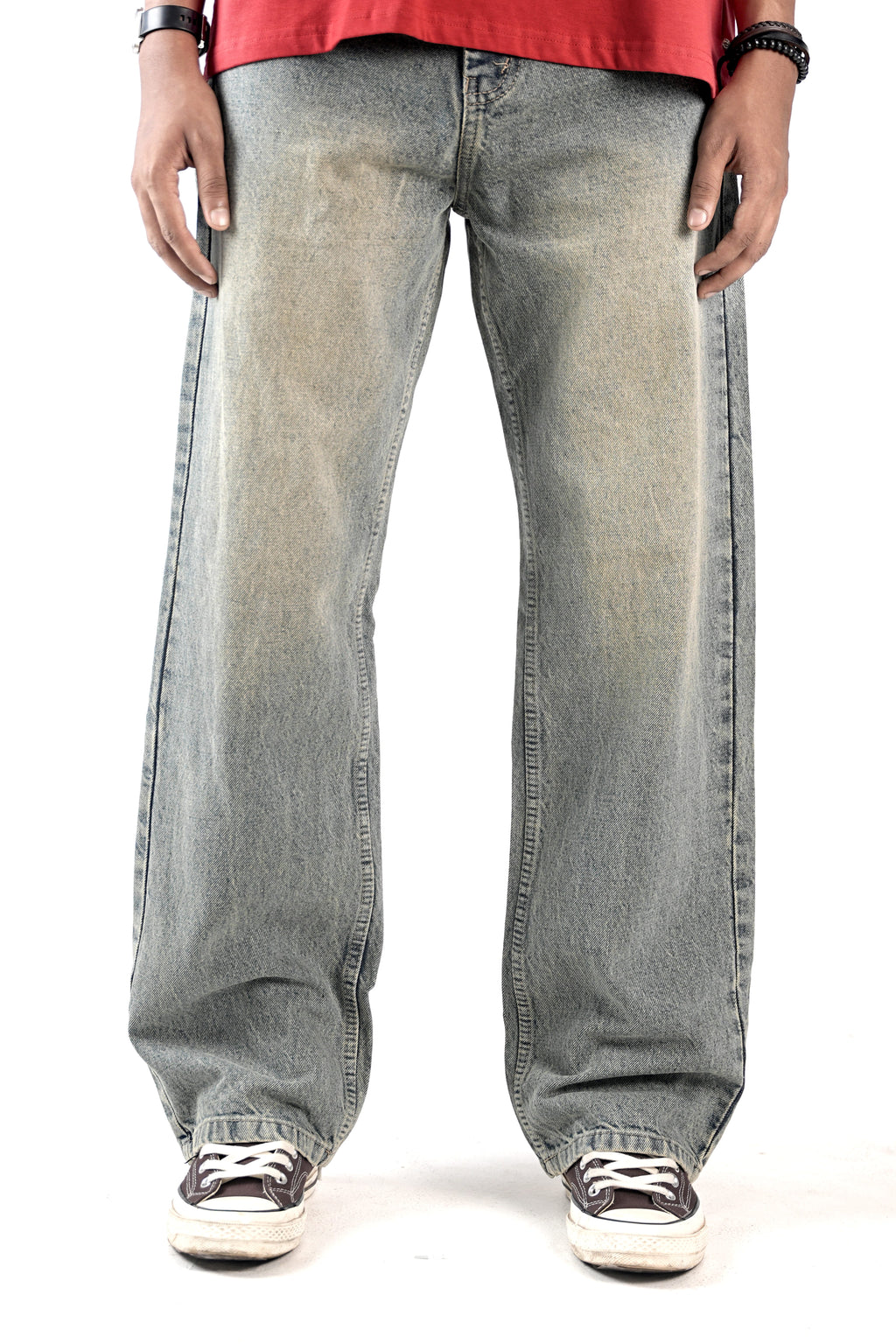 Vintage Stone Grey Straight Fit Jeans