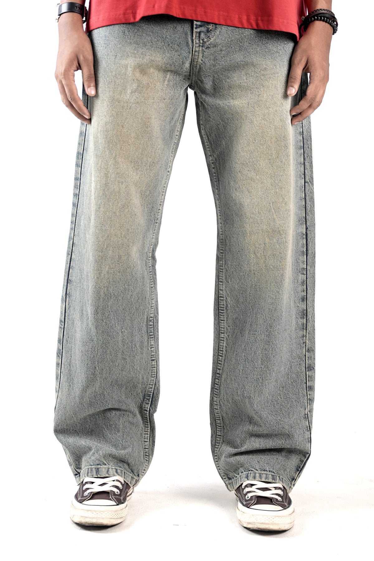 Vintage Stone Grey Straight Fit Jeans