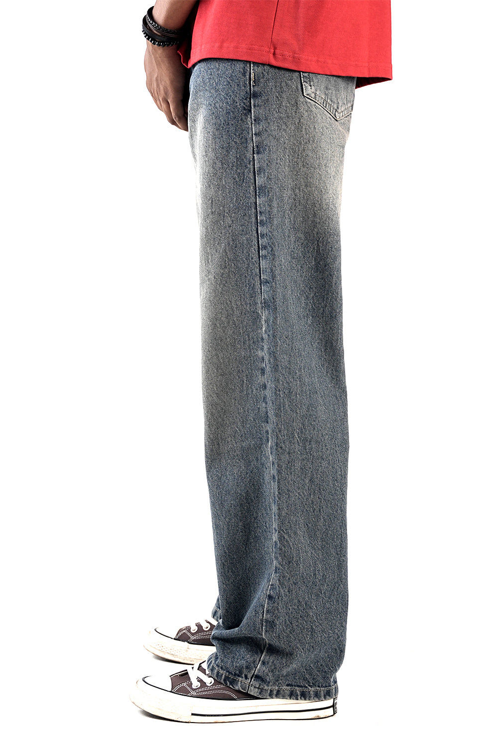Vintage Ash Grey Straight Fit Jeans – Premium Washed Denim