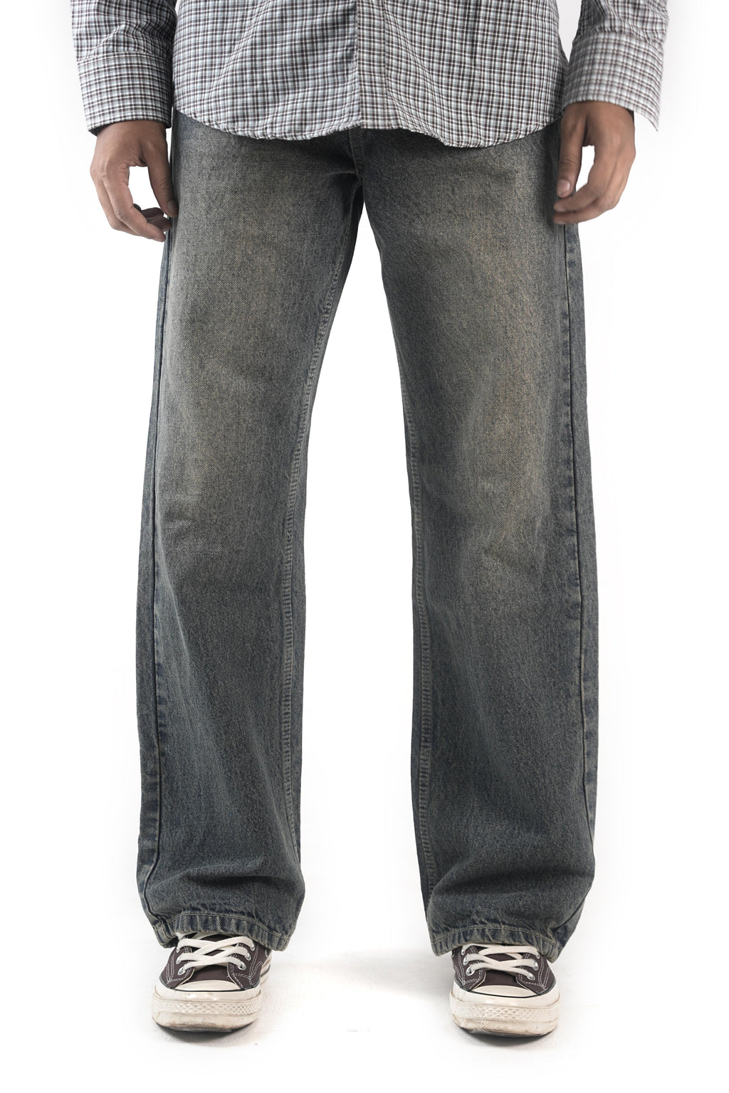 Vintage Washed Graphite Grey Straight Fit Jeans