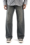 Vintage Washed Graphite Grey Straight Fit Jeans
