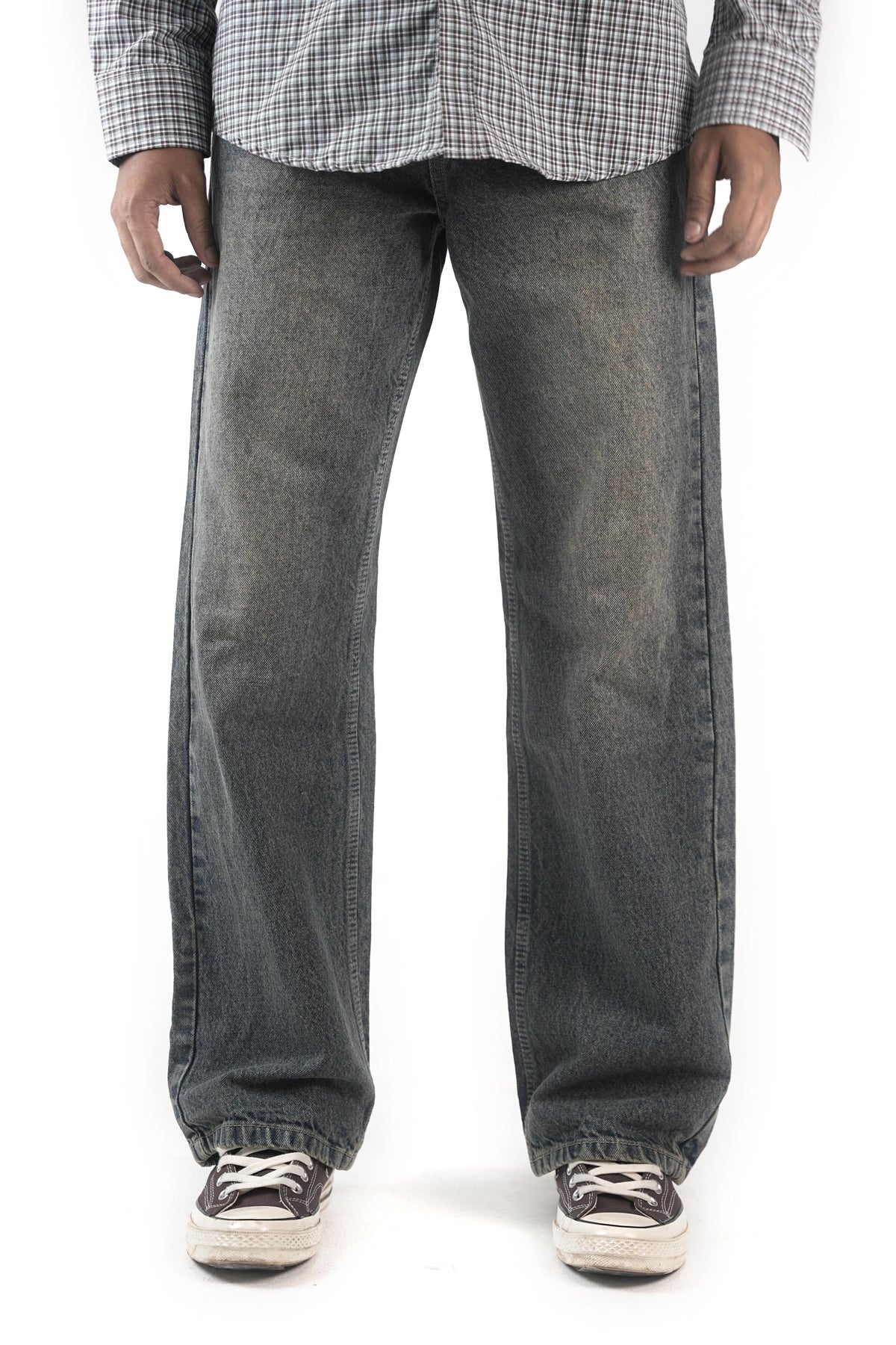 Vintage Washed Graphite Grey Straight Fit Jeans