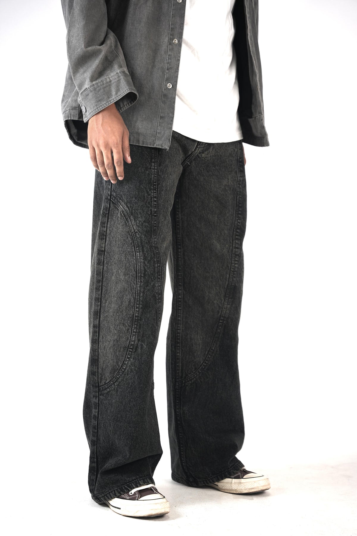 Faded Charcoal Black Wide Leg Fit