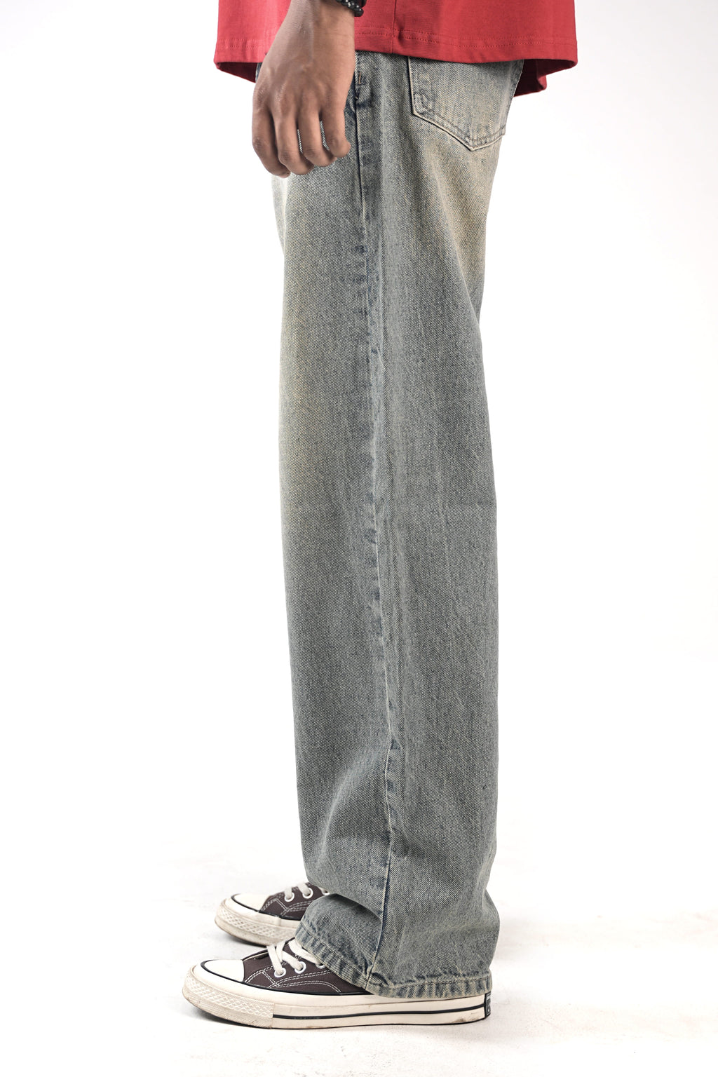 Vintage Stone Grey Straight Fit Jeans
