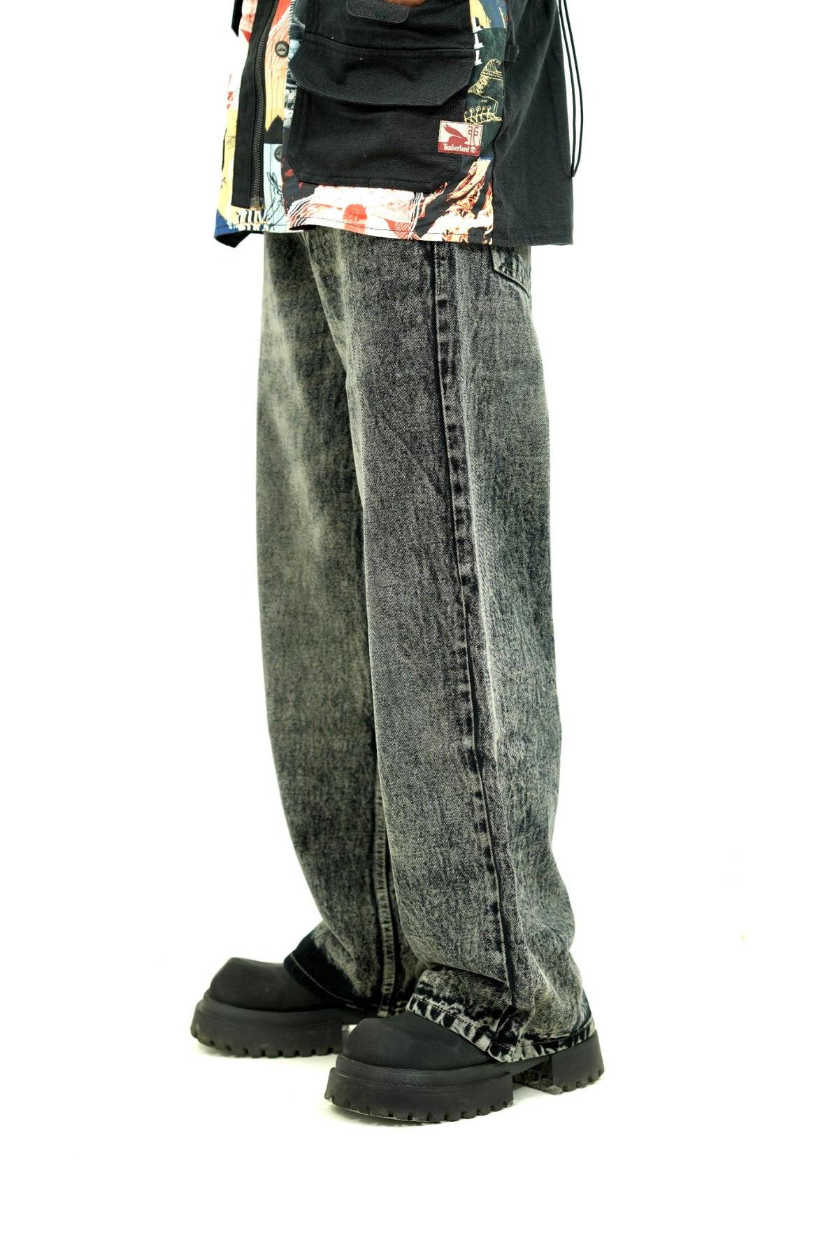 Charcoal Drift Wide-Leg Jeans