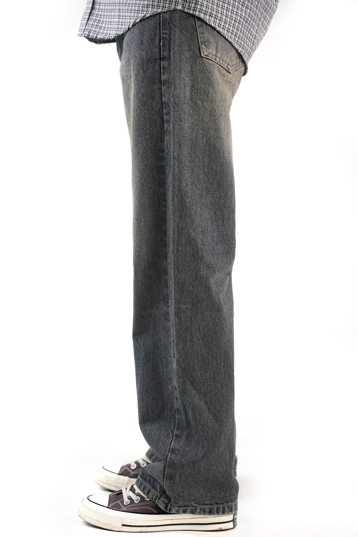 Vintage Washed Graphite Grey Straight Fit Jeans
