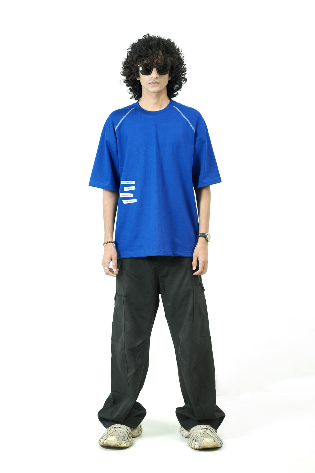 Palm Shadow Blue Oversized Tee