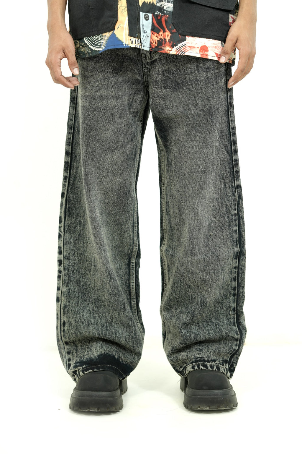 Charcoal Drift Wide-Leg Jeans