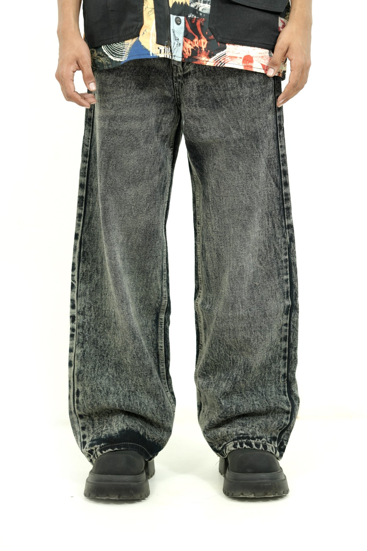 Charcoal Drift Wide-Leg Jeans