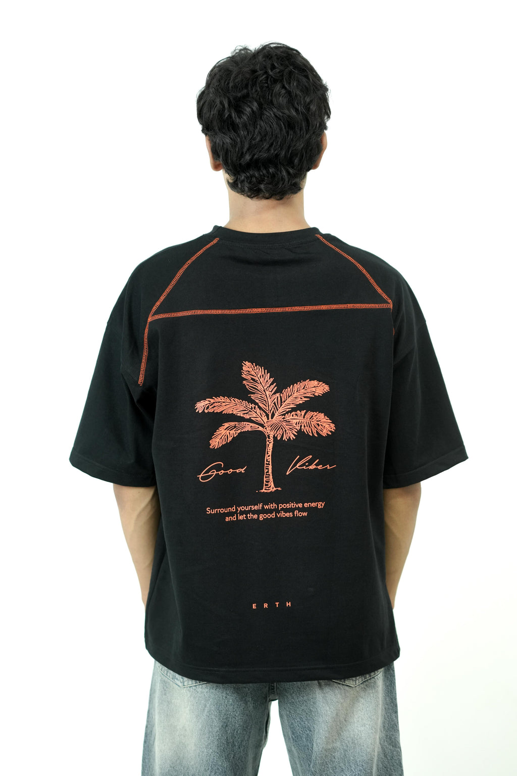 Palm Shadow Black Oversized Tee