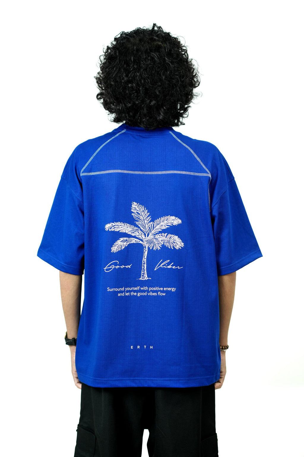 Palm Shadow Blue Oversized Tee