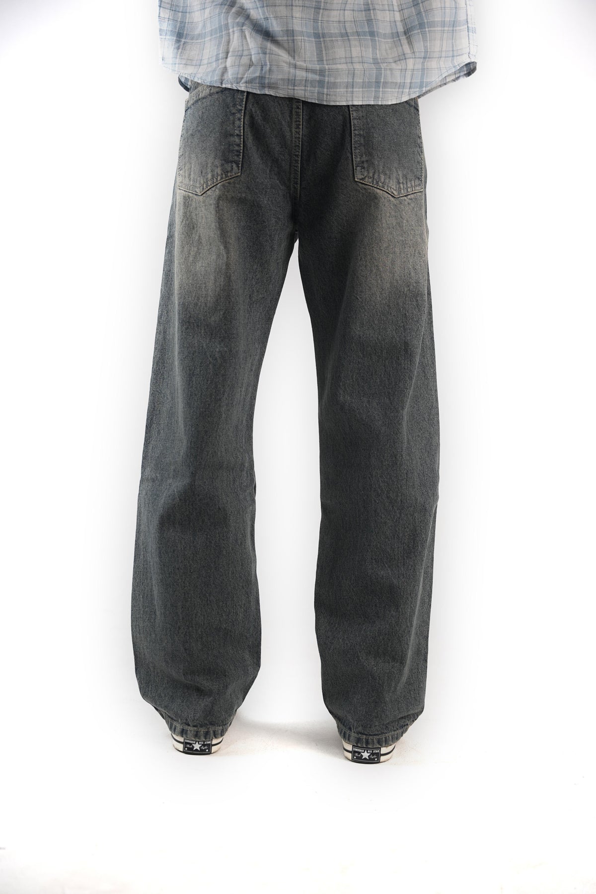 Vintage Washed Graphite Grey Straight Fit Jeans