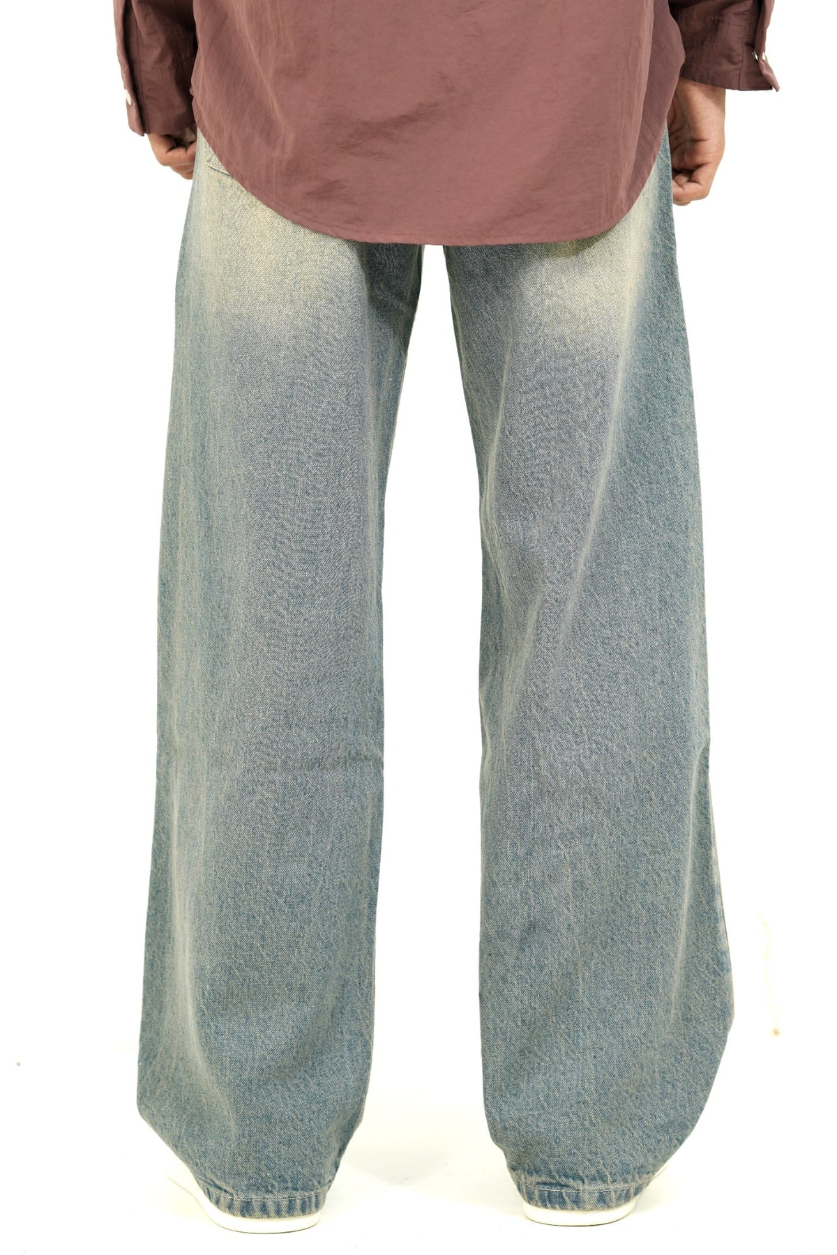 Brushed light blue faded Baggy Jeans