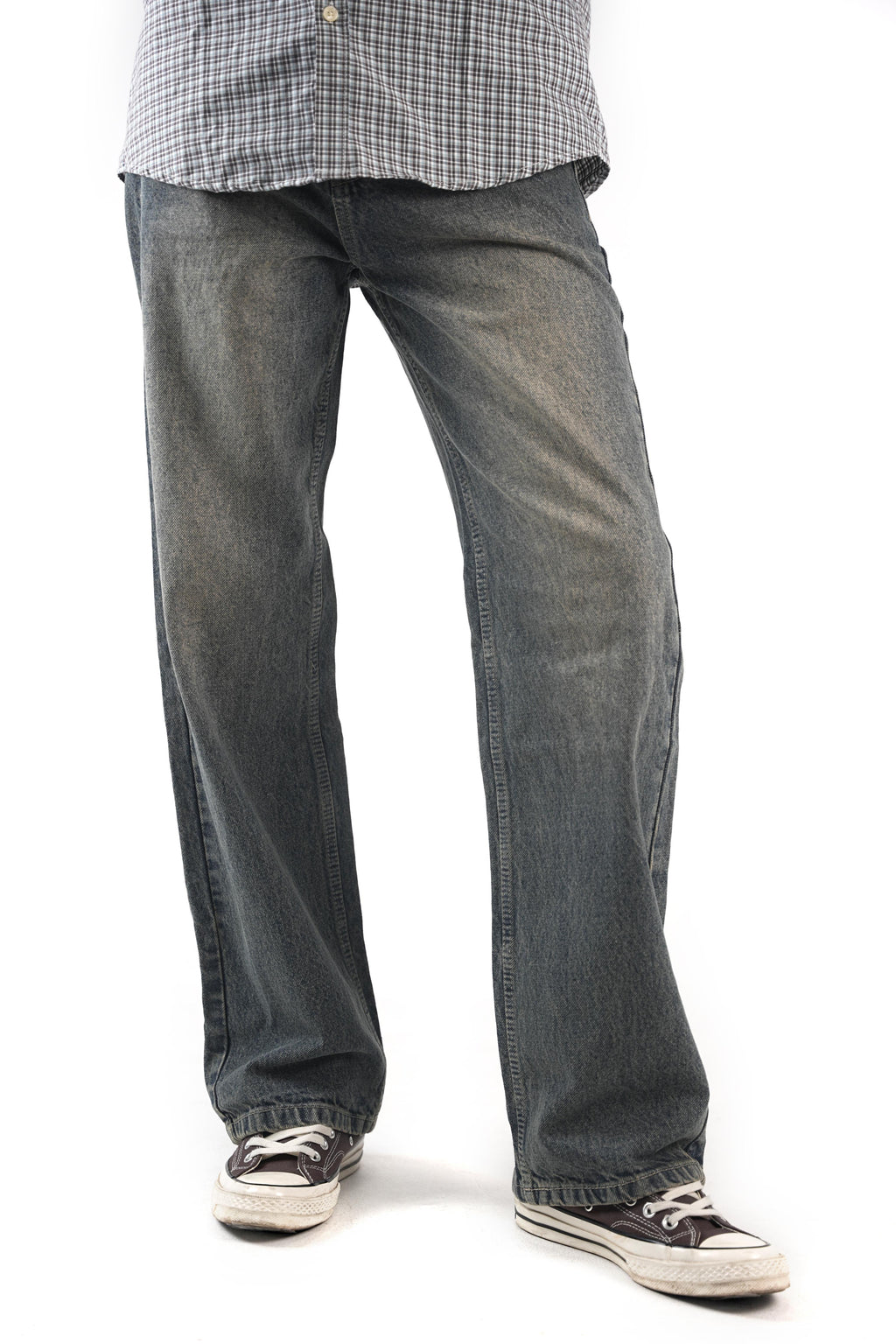 Vintage Washed Graphite Grey Straight Fit Jeans