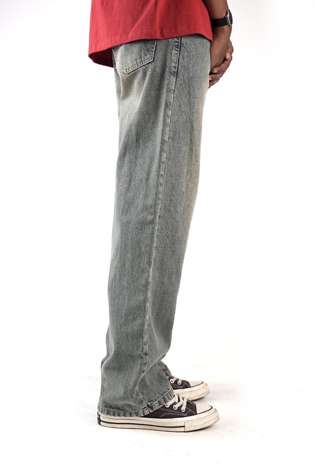 Vintage Stone Grey Straight Fit Jeans