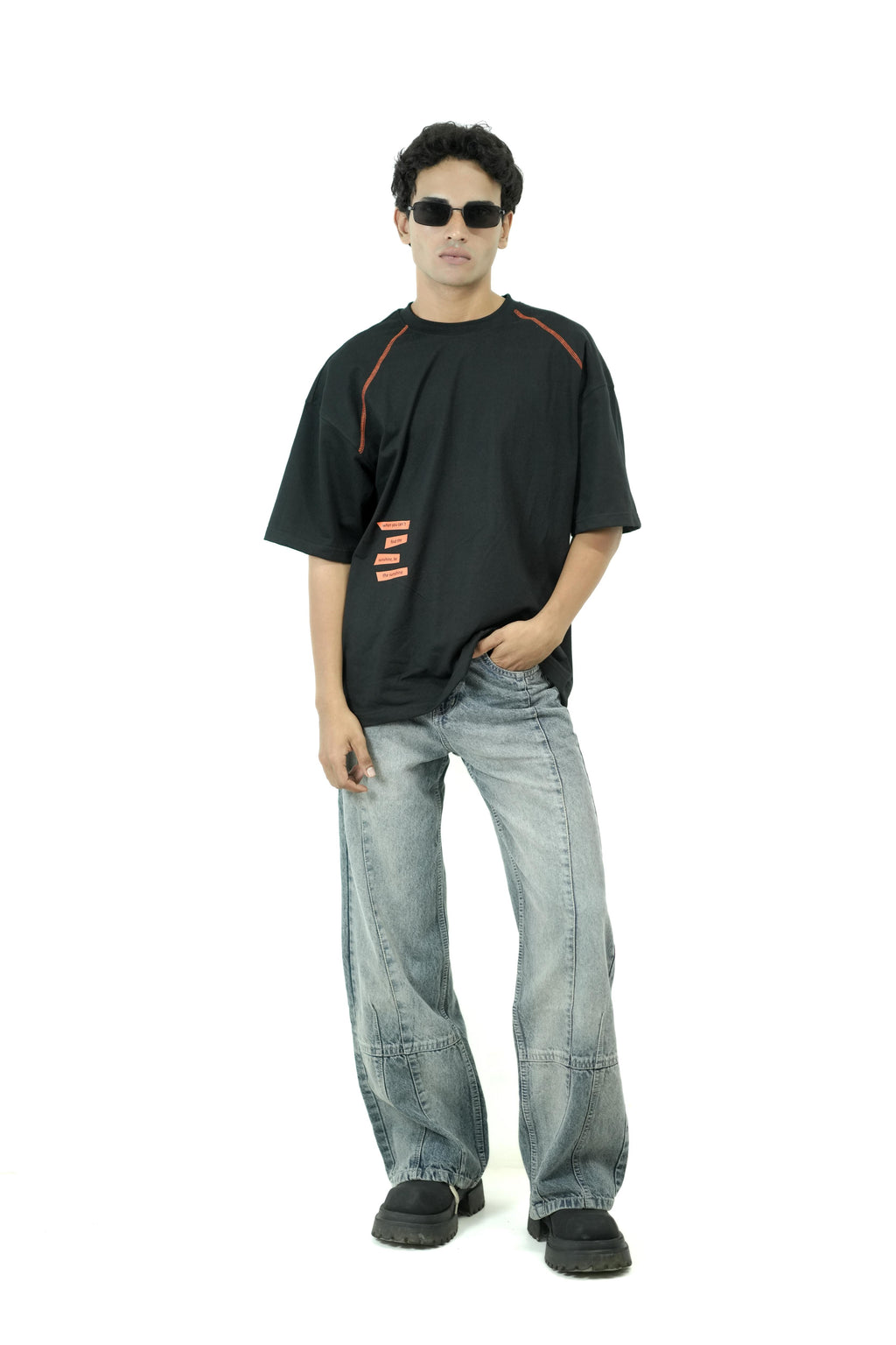 Palm Shadow Black Oversized Tee