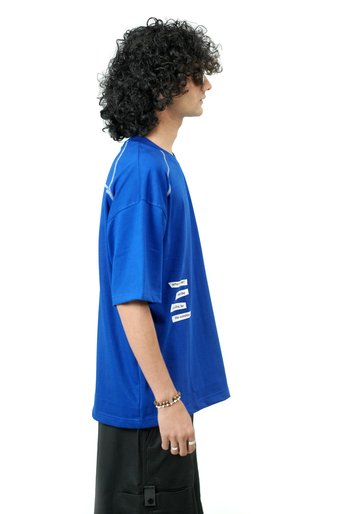 Palm Shadow Blue Oversized Tee