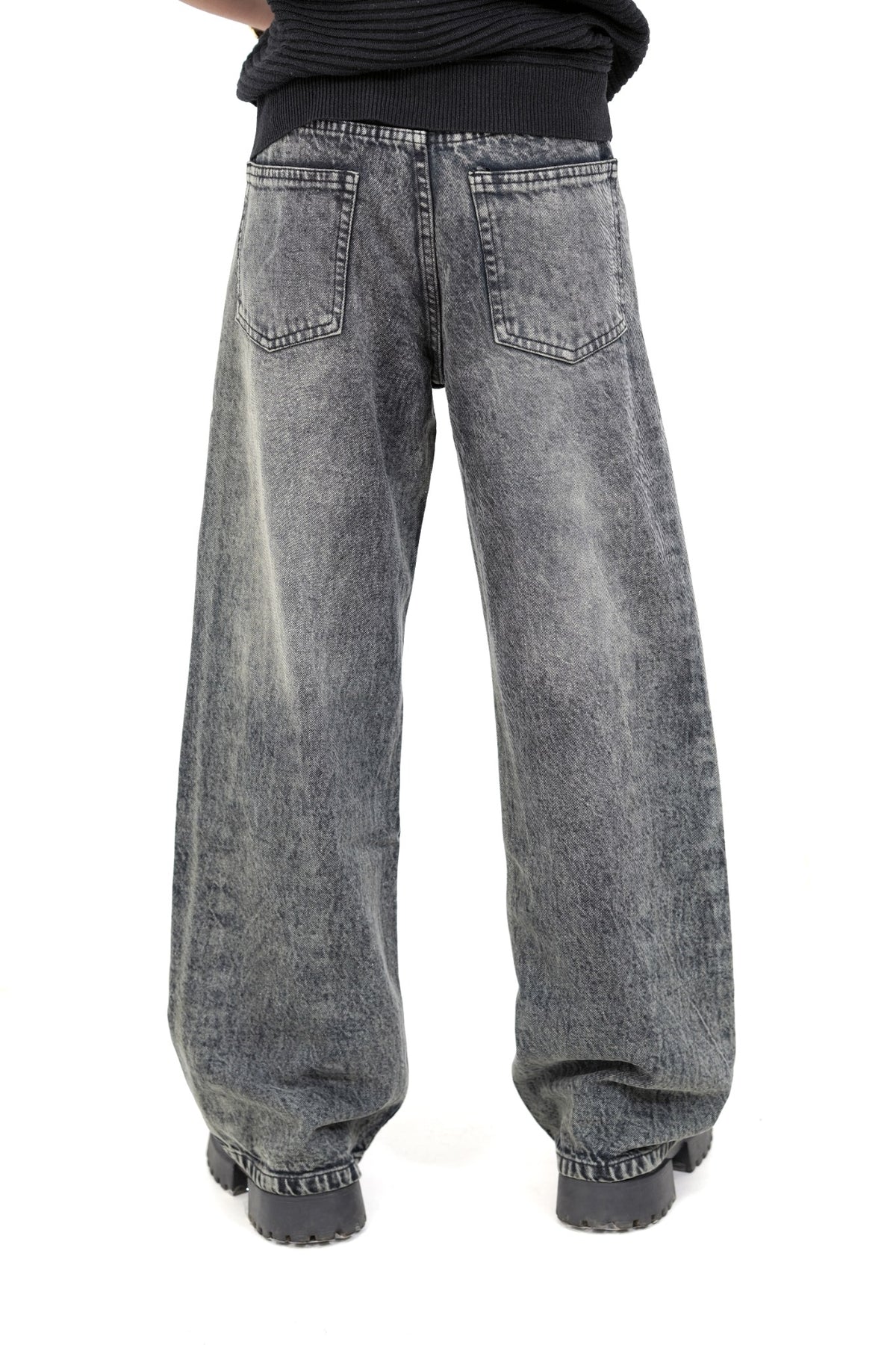 Stone Ash Panel Baggy Jeans