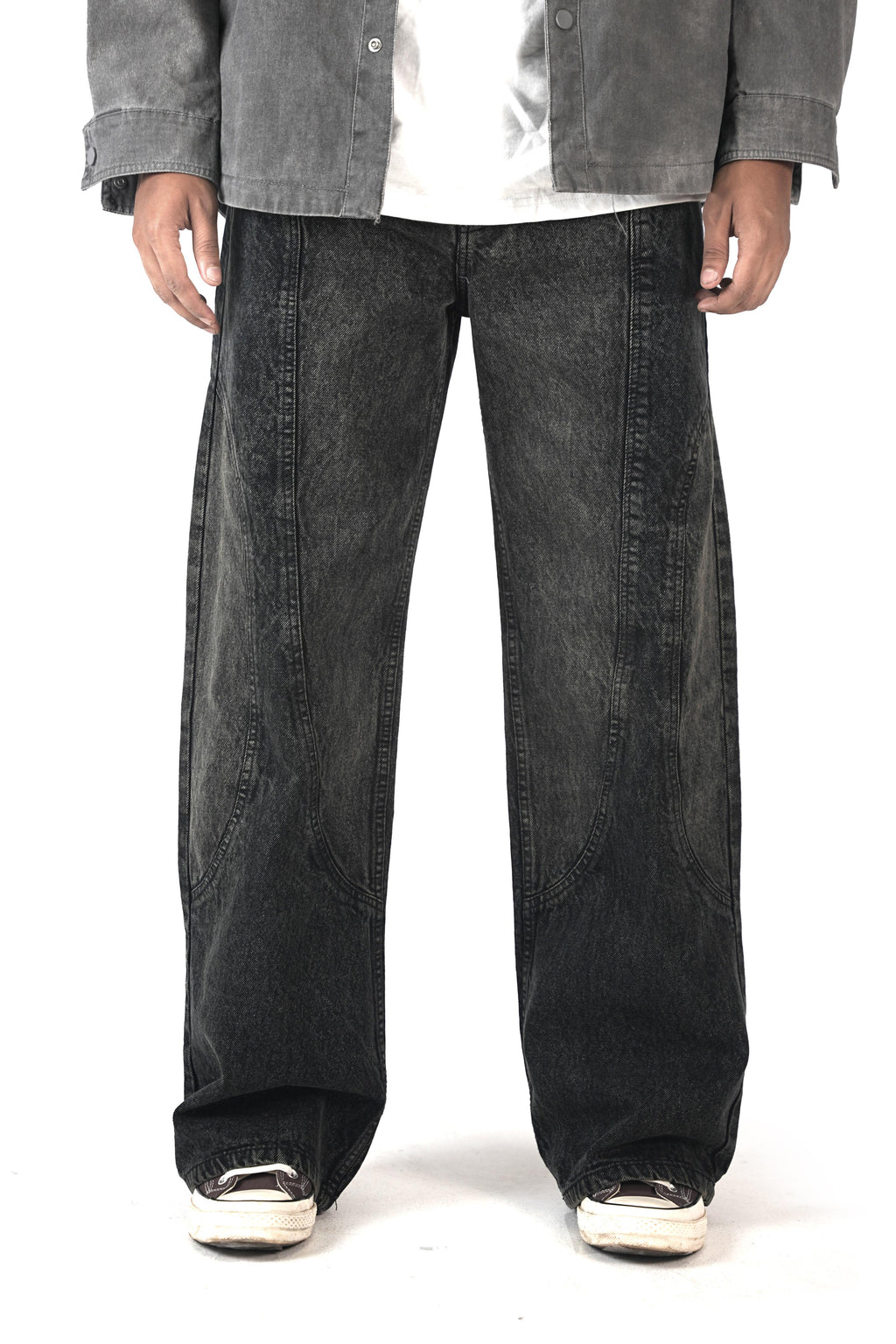 Faded Charcoal Black Wide Leg Fit