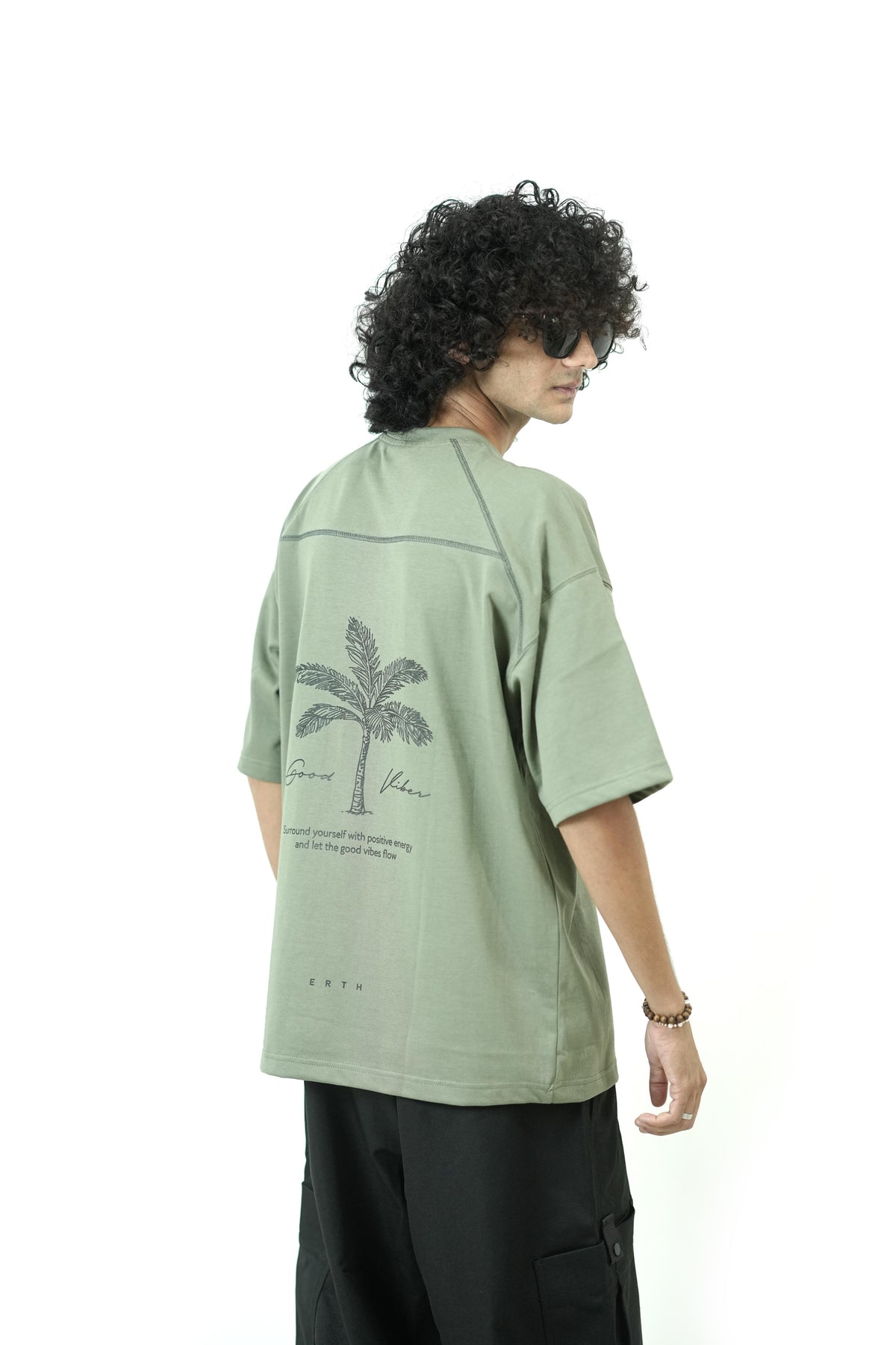 Palm Shadow Gray Oversized Tee