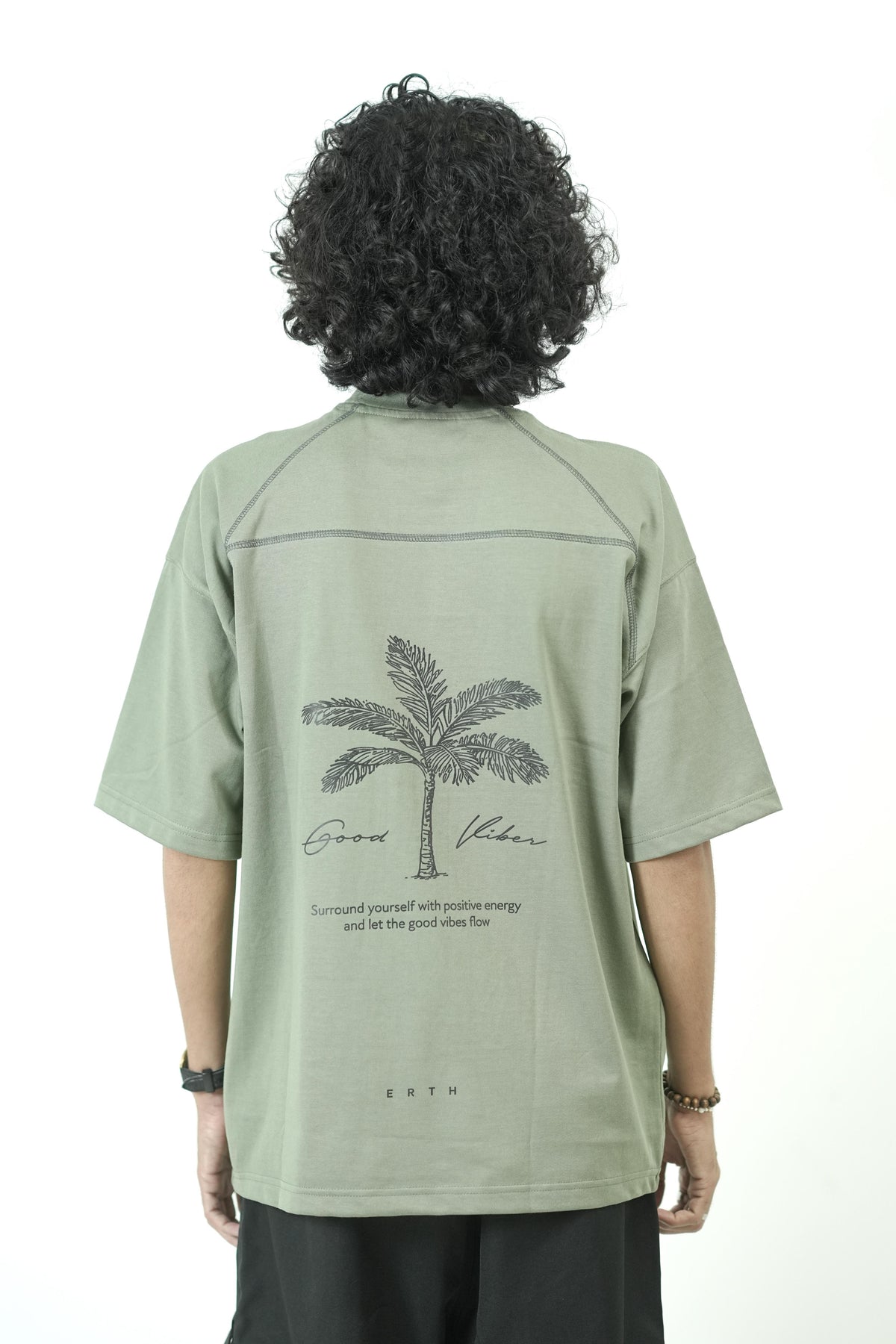 Palm Shadow Gray Oversized Tee