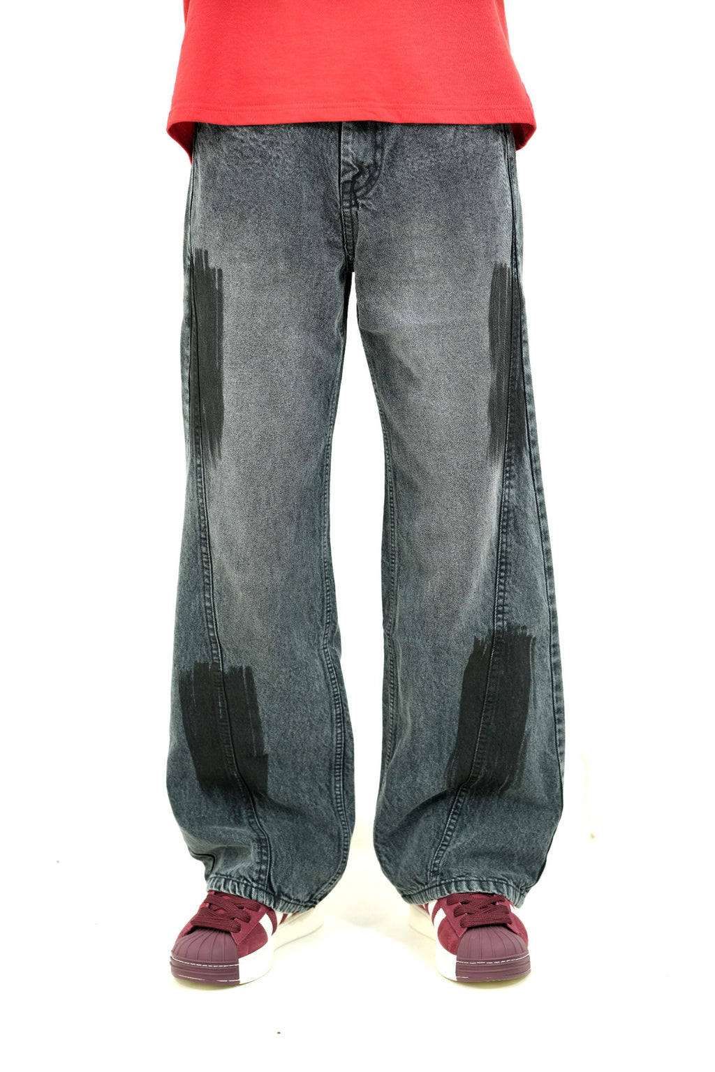 Brushed Charcoal Grey Baggy Jeans