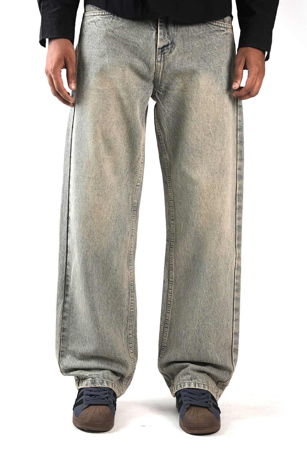 Olive Grey Wash Straight Fit Jeans