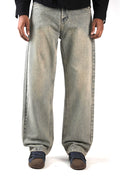 Olive Grey Wash Straight Fit Jeans