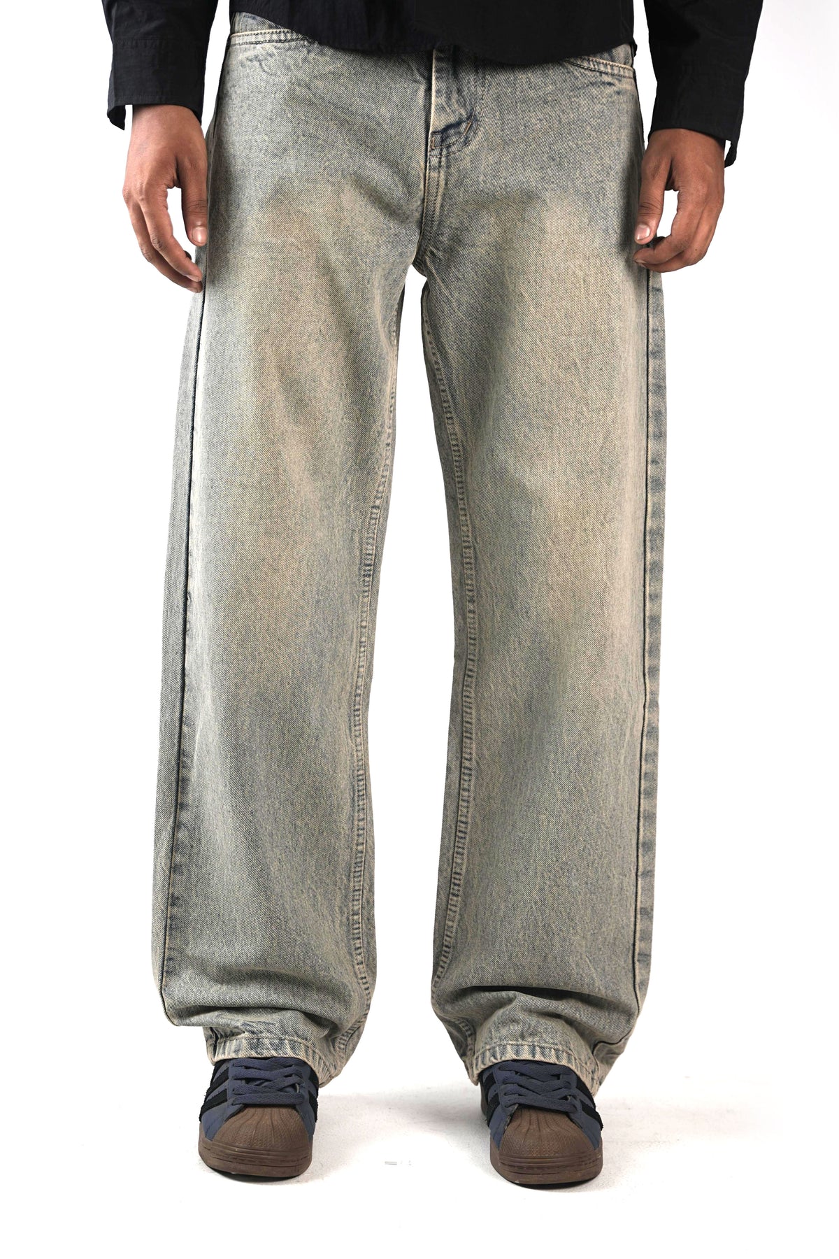 Olive Grey Wash Straight Fit Jeans