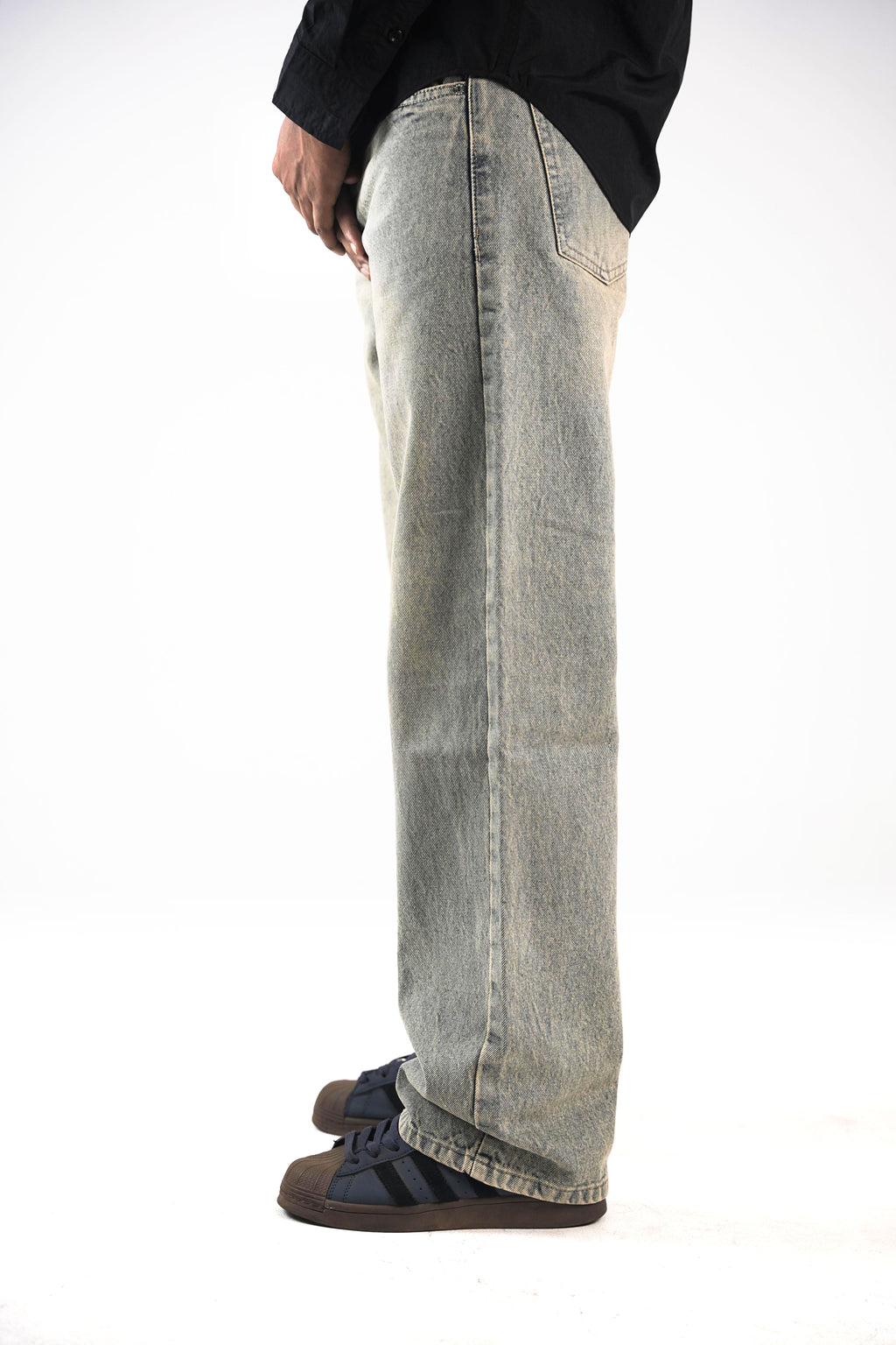 Olive Grey Wash Straight Fit Jeans