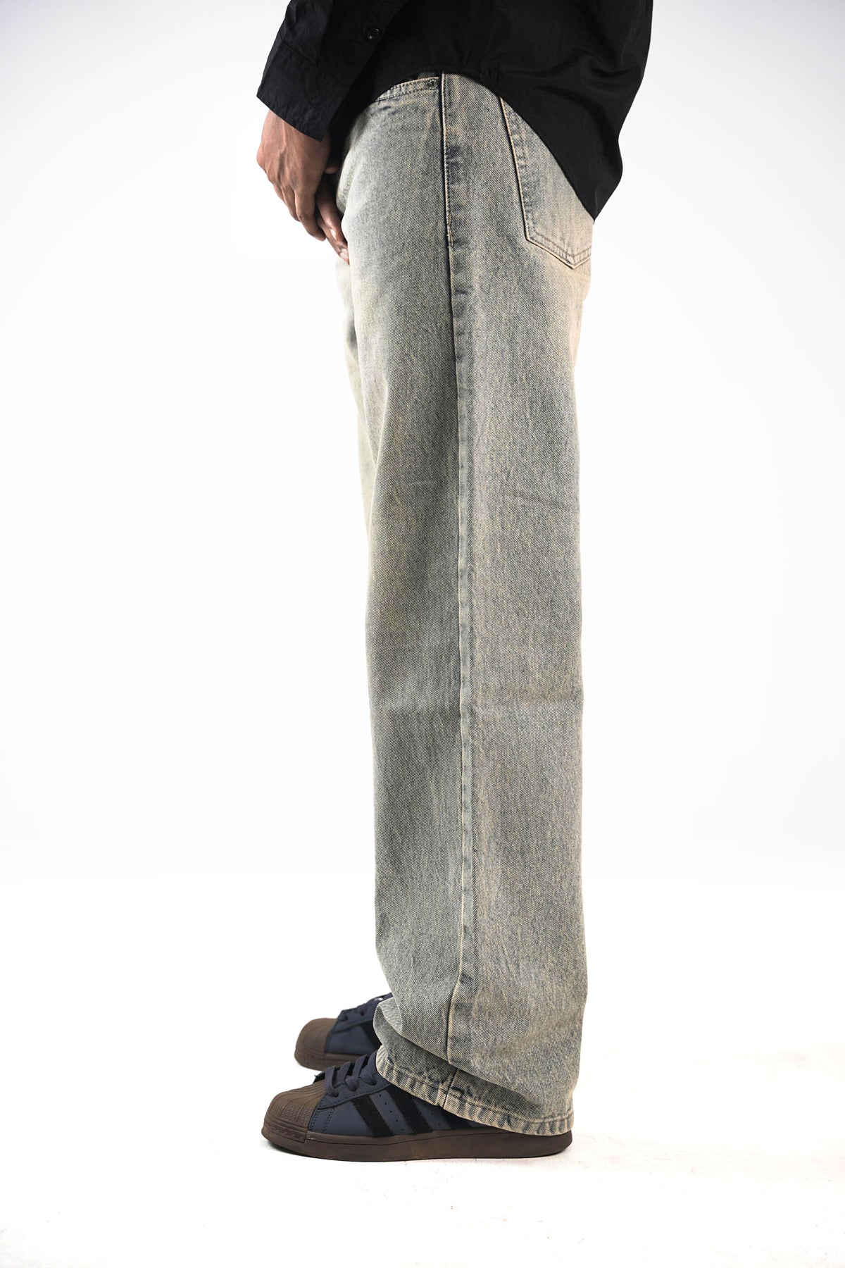 Olive Grey Wash Straight Fit Jeans