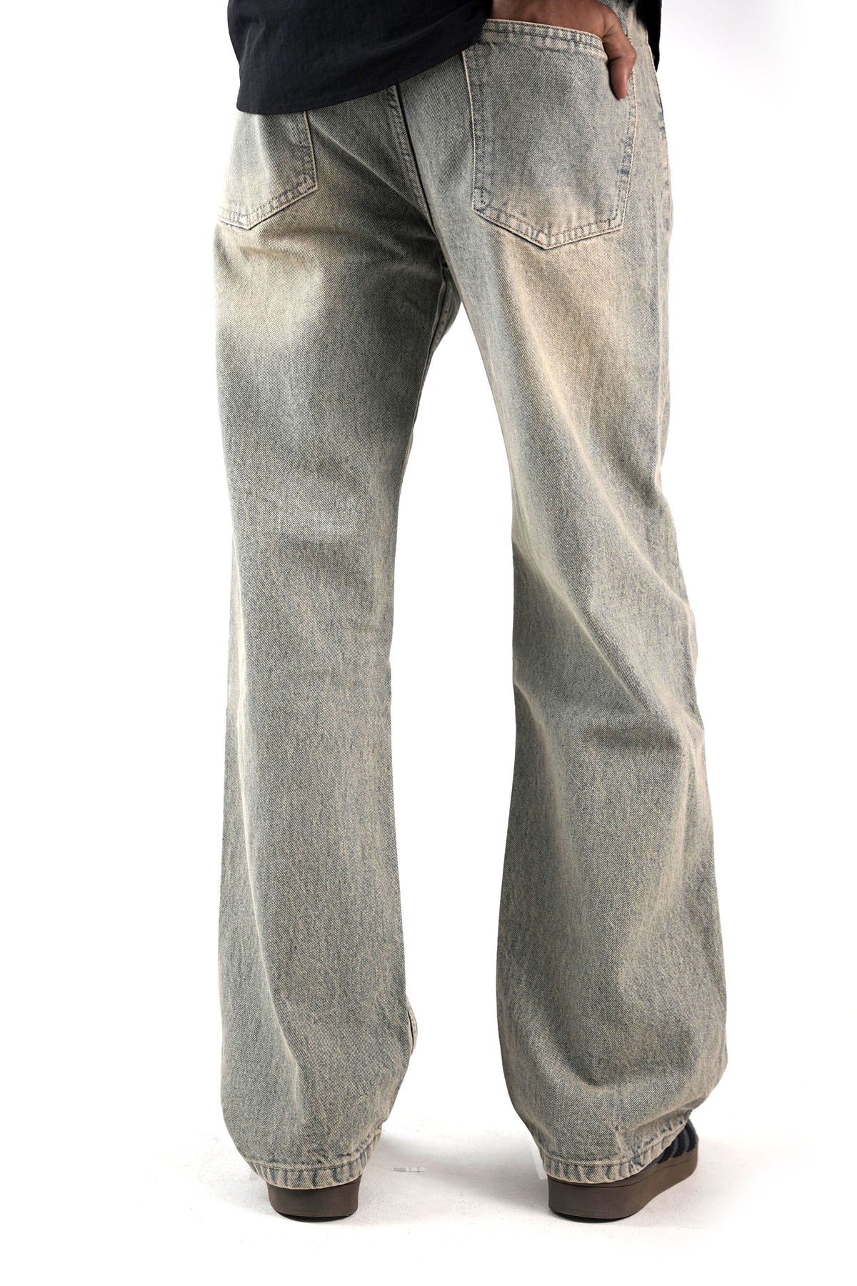 Olive Grey Wash Straight Fit Jeans